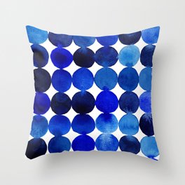 Blue Circles in Watercolor Throw Pillow