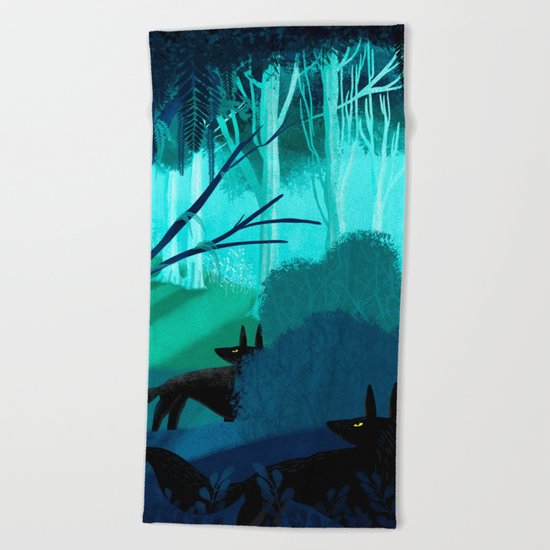 Shadow Wolves Stalk The Silver Wood Beach Towel