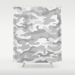 Camouflage Grey And White Shower Curtain