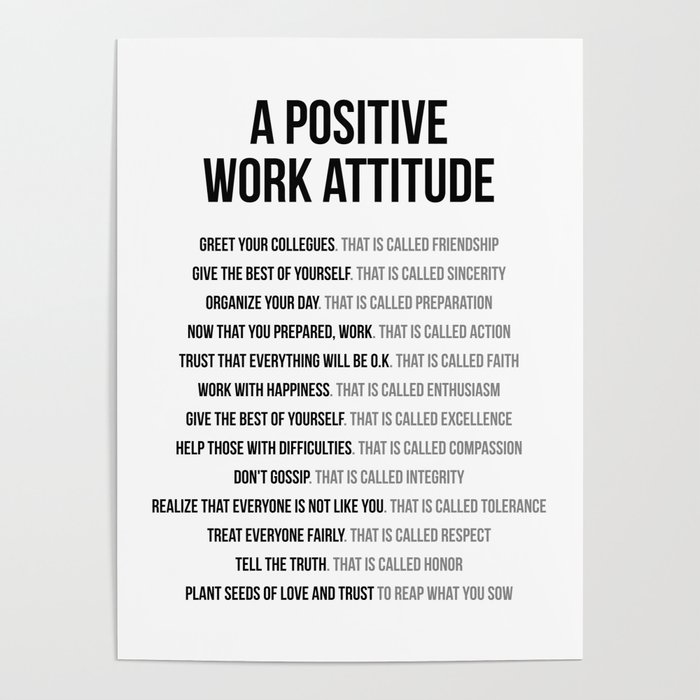 Positive Work Attitude, Office Decor Ideas, Wall Art Poster
