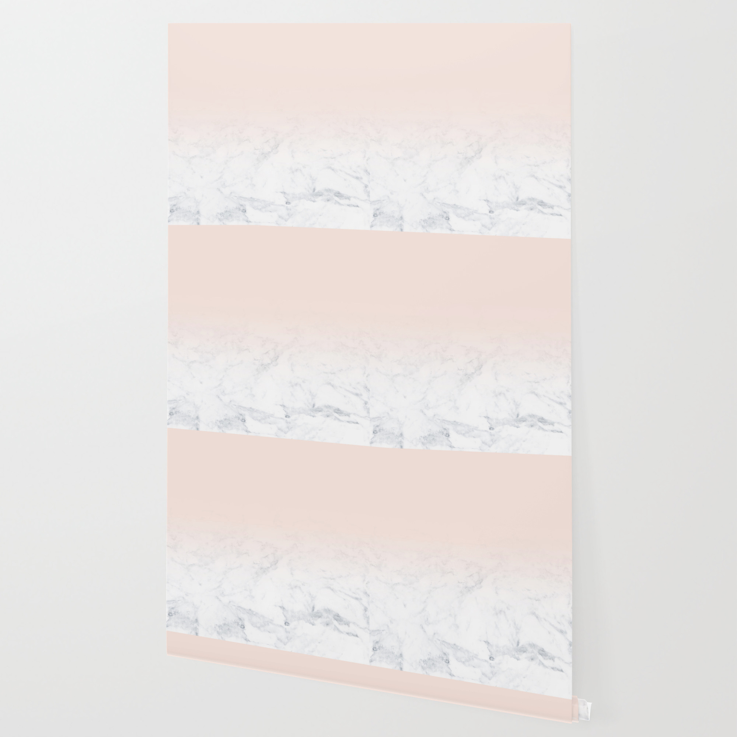 Modern Girly Pastel Blush Pink Ombre Gradient White Marble