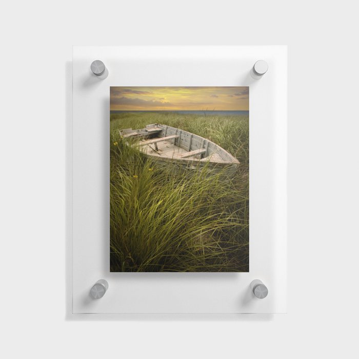 Abandoned Wooden Row Boat on the Grassy Shoreline on Prince Edward Island Floating Acrylic Print