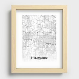 Streamwood, Illinois, United States - Light City Map Recessed Framed Print