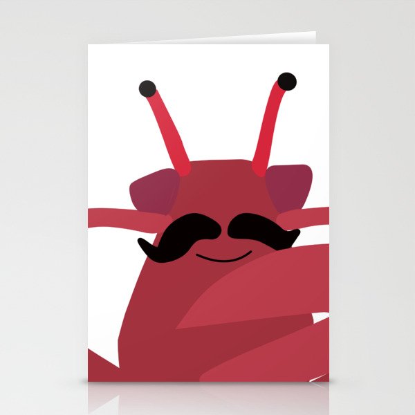 Happy Crab with Moustache Stationery Cards