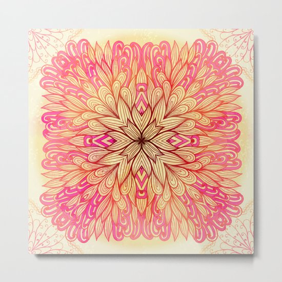 Hand Drawn Floral Mandala 10 Metal Print