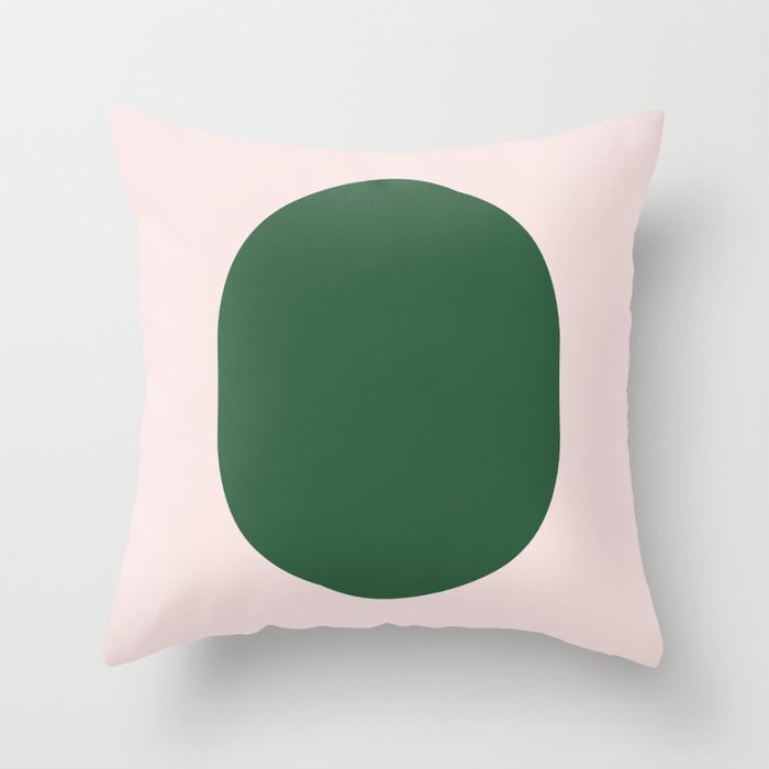 Margo Collection: Minimalist Modern Geometric Green on Pink Throw Pillow