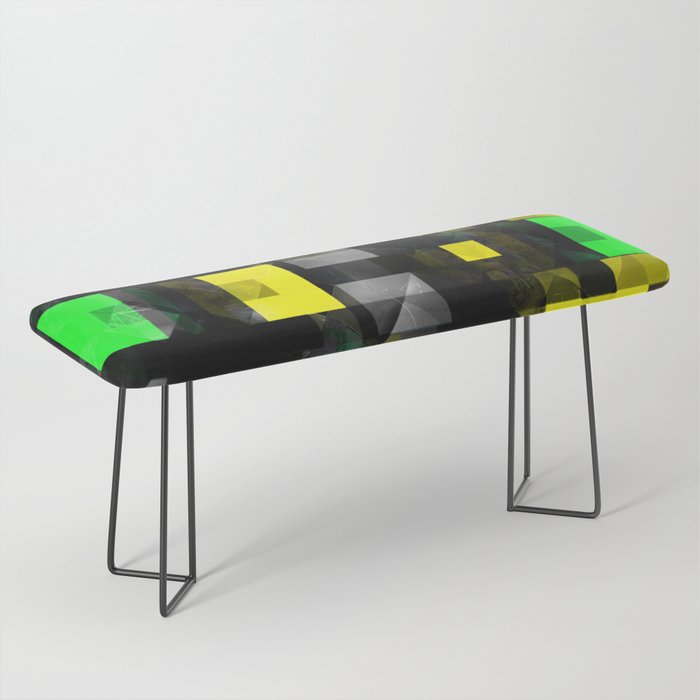 geometric pixel square pattern abstract background in yellow green black Bench