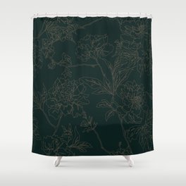Emerald Vintage Chinoiserie Botanical Floral Toile Wallpaper Pattern Shower Curtain