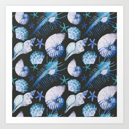 Sea Life Pattern 06 Art Print