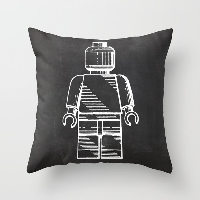 Lego Man original Lego patent Throw Pillow
