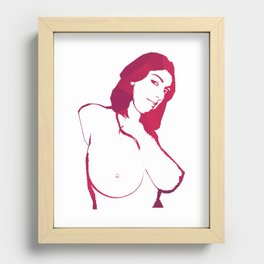 Erotic woman, Nude female, Minimalist naked woman standing up  Recessed Framed Print