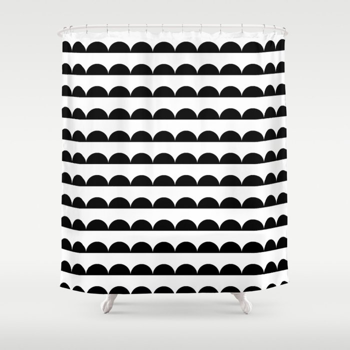 Scallop - Black and white minimal design print hipster urban city brooklyn socal san francisco bay p Shower Curtain