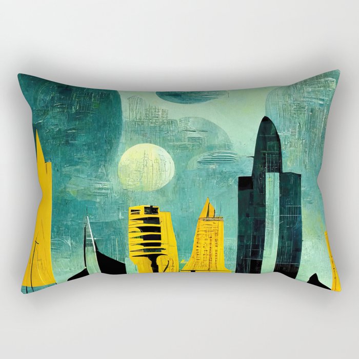 Abstract Futuristic Cityscape Rectangular Pillow