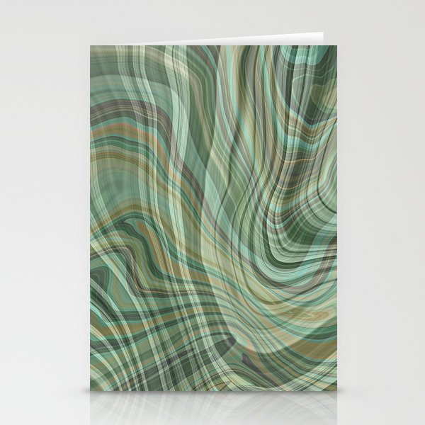 CRAWLEY wavy lines plaid pattern in light green brown tan home decor Stationery Cards