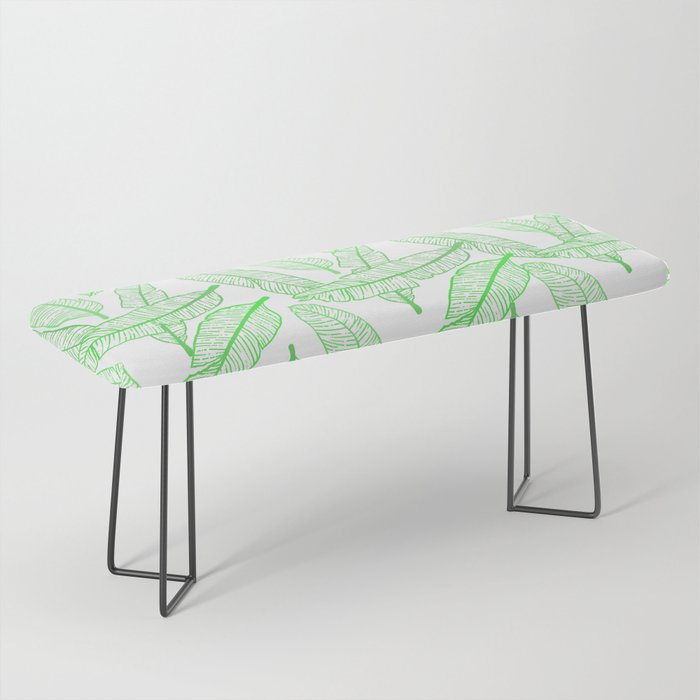 Banana Leaf White Glow Grass Bench By Hundilaul Society6