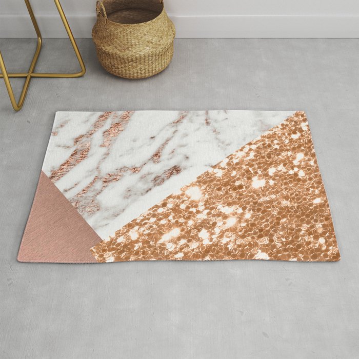 Layers of rose gold Rug by marbleco Society6