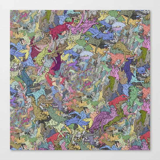 Colorful Flying Cats Canvas Print