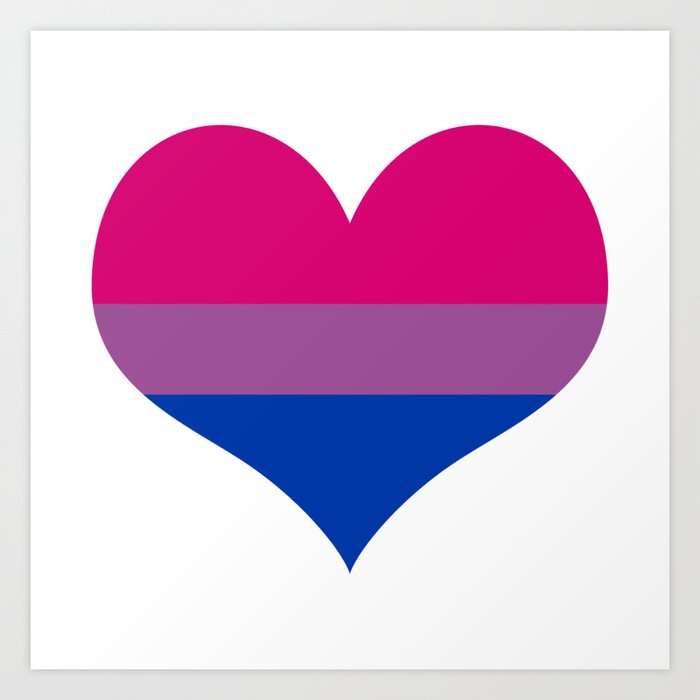 Bisexual pride flag colors in a heart shape Art Print