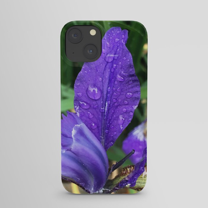 Purple Iris with Rain Droplets iPhone Case