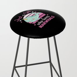Just A Girl Who Loves Narwhals Ocean Unicorn Bar Stool