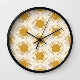 Golden Sun Pattern Wall Clock