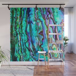 Glowing Aqua Abalone Shell Mother of Pearl Wall Mural