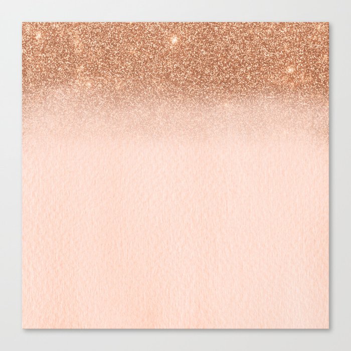 Rose Gold Ombre Fading Waterfall Glitter Sparkle Canvas