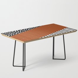 Polka Dots and Stripes Pattern (black/white/burnt orange) Coffee Table
