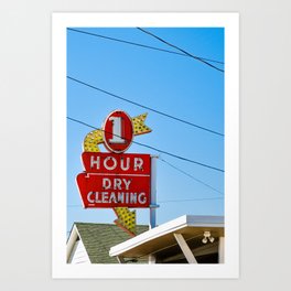 Dry Cleaning Vintage Neon Sign  Art Print