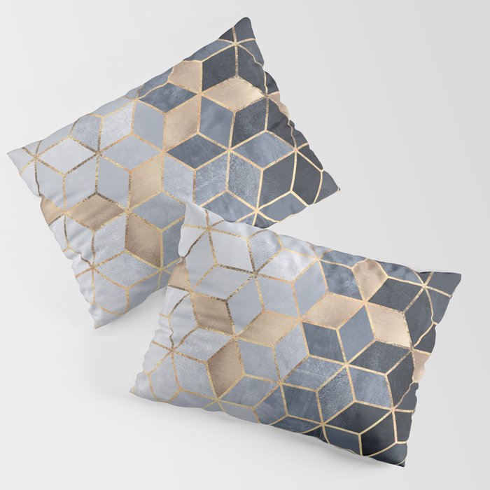 Soft Blue Gradient Cubes Pillow Sham
