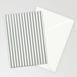 Forest Green and White Narrow Vertical Vintage Provincial French Chateau Ticking Stripe Stationery Card