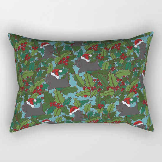 Christmas Dog Pattern Rectangular Pillow