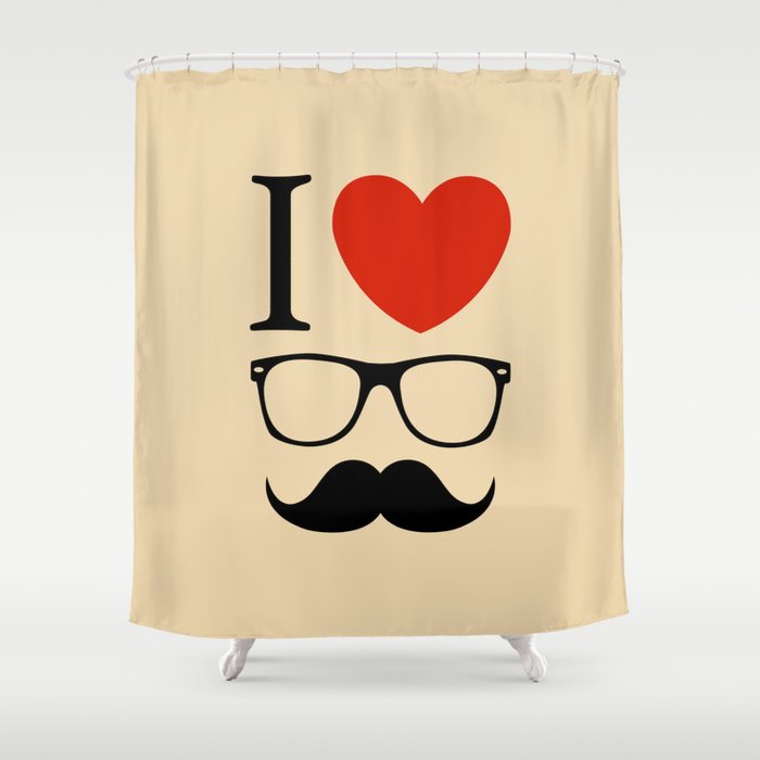 I love glasses and mustaches Shower Curtain