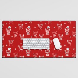 Red and White Hand Drawn Dog Puppy Pattern Desk Mat