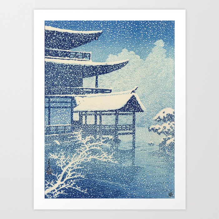 "Snow on Lake" by Hasui Kawase, 1922 Art Print