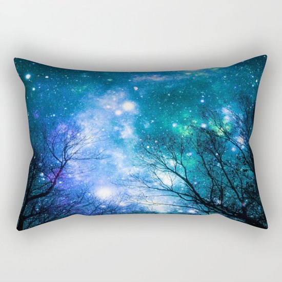 Black Trees Blue Turquoise Teal Space Rectangular Pillow