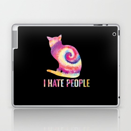 Cat I Hate People tie dye Laptop & iPad Skin