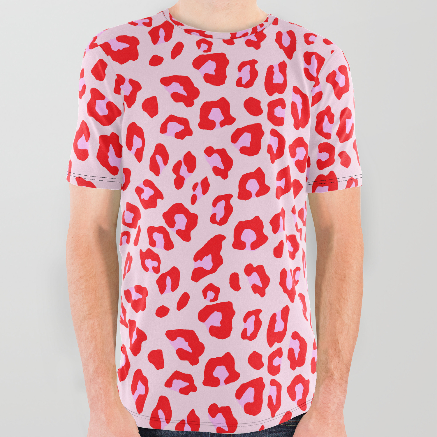 pink and red graphic tee