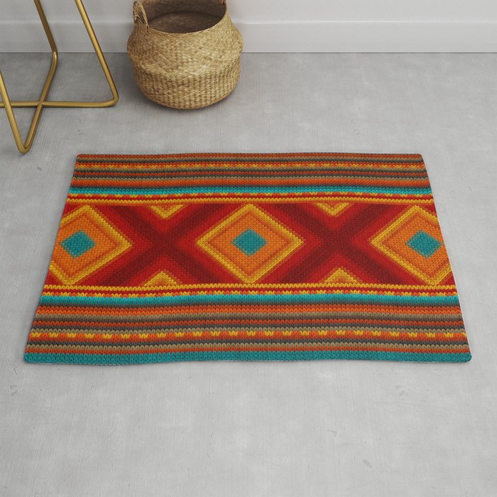 Mexican knitted diamond ornament Rug