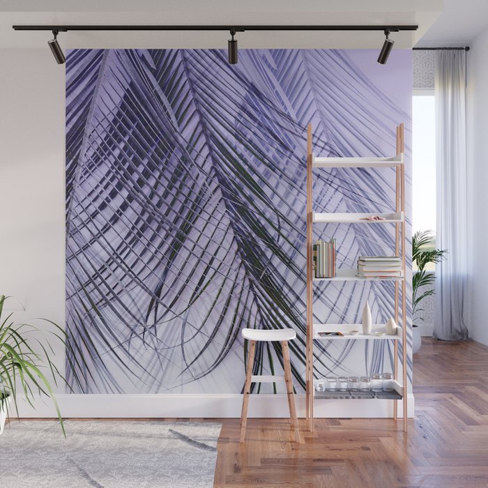 Palm Leaves On A Violet Background #decor #society6 #buyart Wall Mural