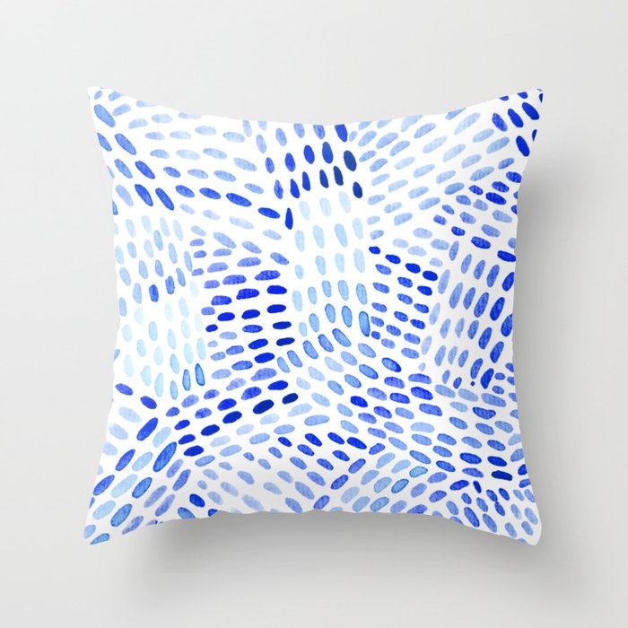 Watercolor dotted lines - blue Throw Pillow