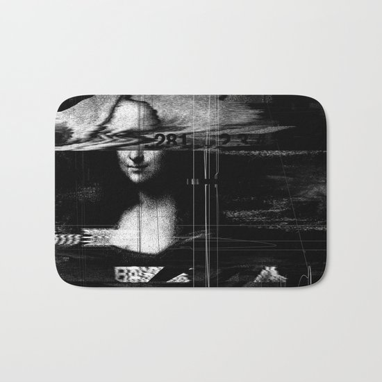 Mona Lisa Glitch Bath Mat