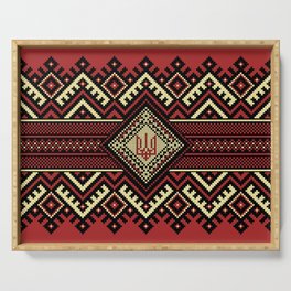 Ukrainian embroidered art for home decoration. Serving Tray