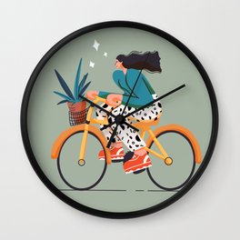 girl on bicycle for  rider Wall Clock