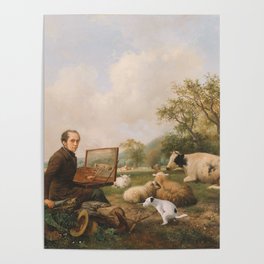 Dog pooping and ruining a beautiful dutch paining 4 Poster