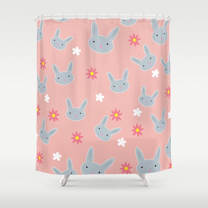 Cute Cute  Bunny - Pink Shower Curtain