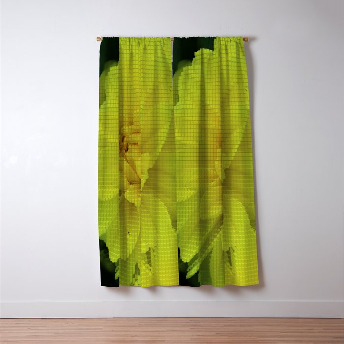 Bright Yellow Dahlia Abstract Blackout Curtain By Chrisstudioart