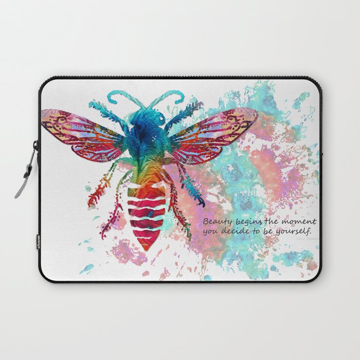 Motivational Inspirational Art - Bee Yourself Laptop Sleeve