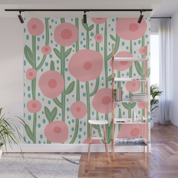 Flower Market Amsterdam Retro Scandi Spring Print Wall Mural