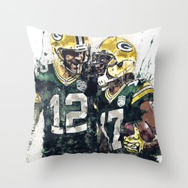 Green poster, Rodgers, Football art painting, canvas, print Throw Pillow